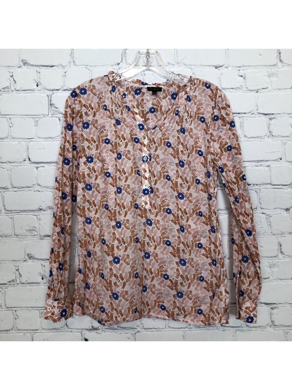 Talbot's Floral Popover Top Size XS 100% Cotton